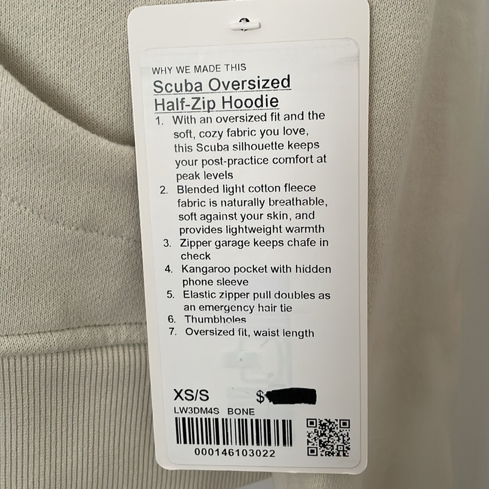 Scuba Oversized Half-Zip Hoodie in Color Bone/Cream - Picture 2 of 6